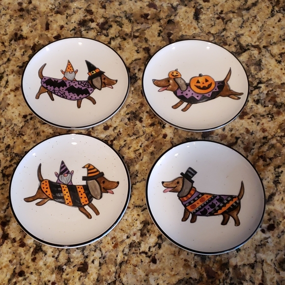 Dachshund Other - Set or 4 Dachshund Appetizer plates